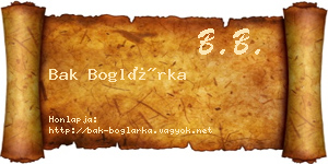 Bak Boglárka névjegykártya
